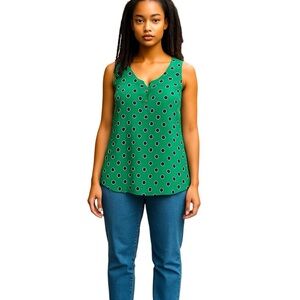 Tempted Los Angeles Sleeveless Green With Polka Dots Tank Shirt Size Large